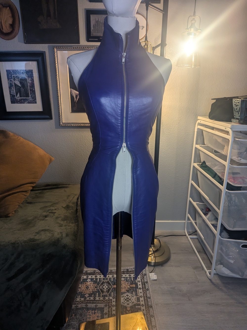 North Beach Leather Electric Purple Zip-Front Halter Dress